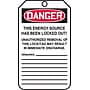 Accuform 5 3/4" x 3 1/4" PF-Cardstock Lockout Tag "DANGER..LOCKED OUT", Red/Black On White, 25/Pack (MLT405CTP)~#|#~s0784693_sc7