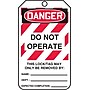 Accuform 5 3/4" x 3 1/4" PF-Cardstock Lockout Tag "DANGER..BE REMOVED BY", Red/Black On White, 25/Pack (MLT406CTP)~#|#~s0784696_sc7