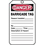Accuform 5 3/4" x 3 1/4" PF-Cardstock Barricade Tag "DANGER BARRICADE..", Red/Black On White, 25/Pack (TAB104CTP)~#|#~s0784751_sc7