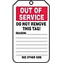 Accuform 5 3/4" x 3 1/4" RP-Plastic Status Tags "OUT..", Red/Black On White, 25/Pack (TRS243PTP)~#|#~s0784780_sc7