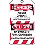 Accuform 5 3/4" x 3 1/4" PF-Cardstock Bilingual Lockout Tag "DANGER DO..", Red/Black On White, 25/Pack (TSP101CTP)~#|#~s0784795_sc7