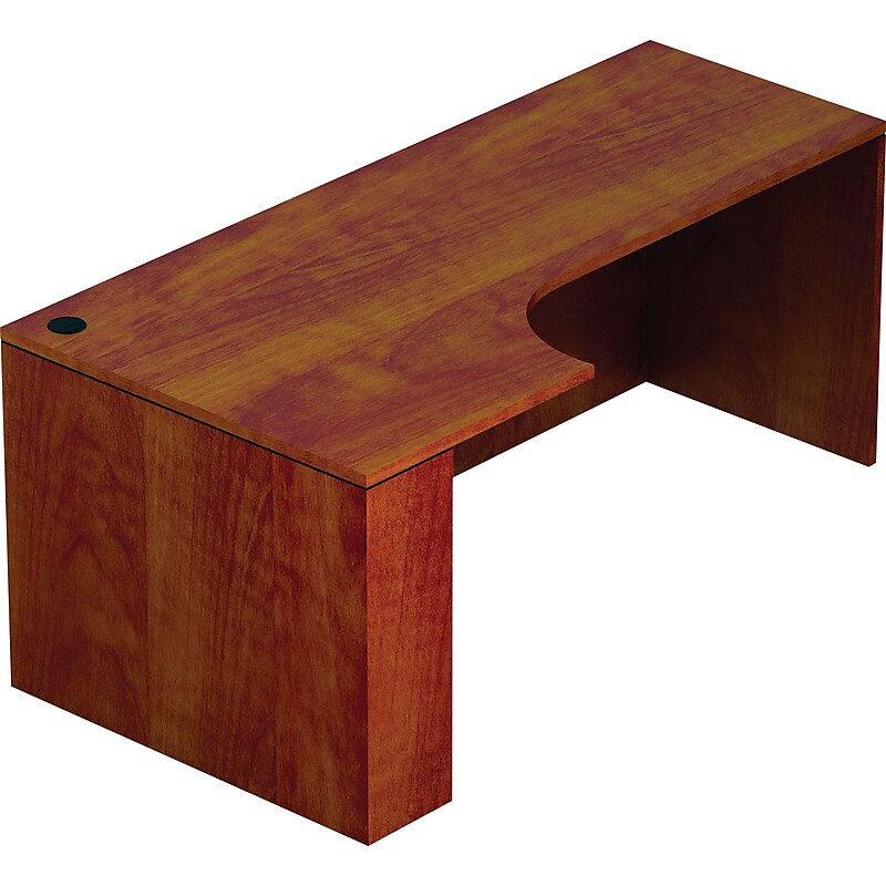 Offices To Go Superior Laminate Credenza with Left Corner Extension, American Dark Cherry Laminate, 71W x 24/36D x 29.5H image 1