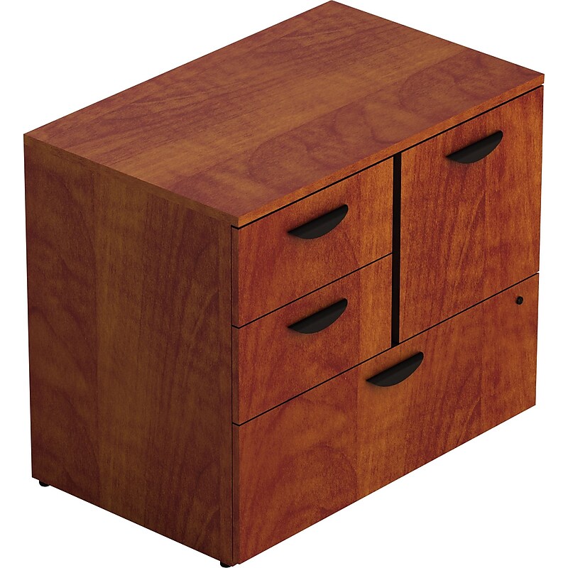Offices To Go Superior Laminate Mixed Storage Unit with Lock, American Dark Cherry, 36Wx22Dx29.5H image 1