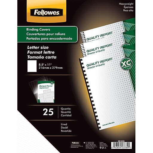 Fellowes Futura Binding Presentation Covers, Letter, 25 Pack, Lined