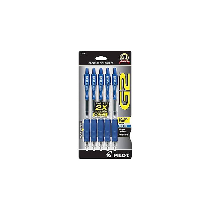 PILOT Set 5 Ricariche BLS-G2 Inchiostro Gel Blu, Punta Fine 0.5, Per Penna G2