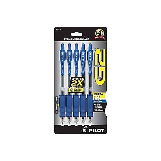 Pilot G2 Rollerball Gel Pen, Extra Fine Point, 0.5mm, Blue Ink, 5/Pack (31298)~#|#~s0786853_sc7