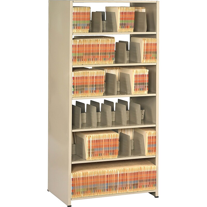 Tennsco Imperial Open Double Entry Starter Shelving Unit, Supports 400 lb., Sand, 76"H x 48"W x 24"D image 1