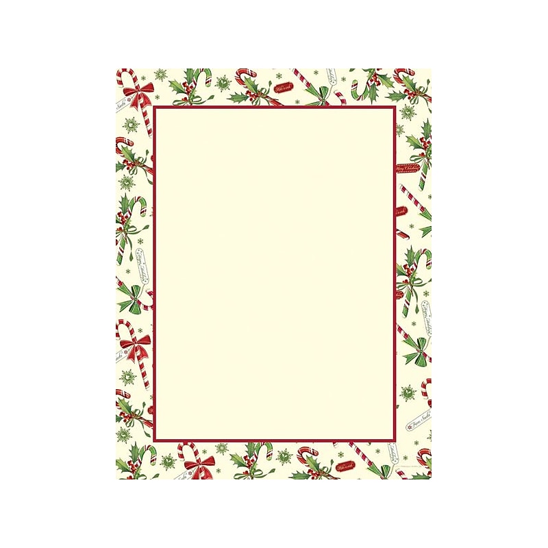 Great Papers® Holiday Stationery Candy Cane & Holly, 80/Count image 1