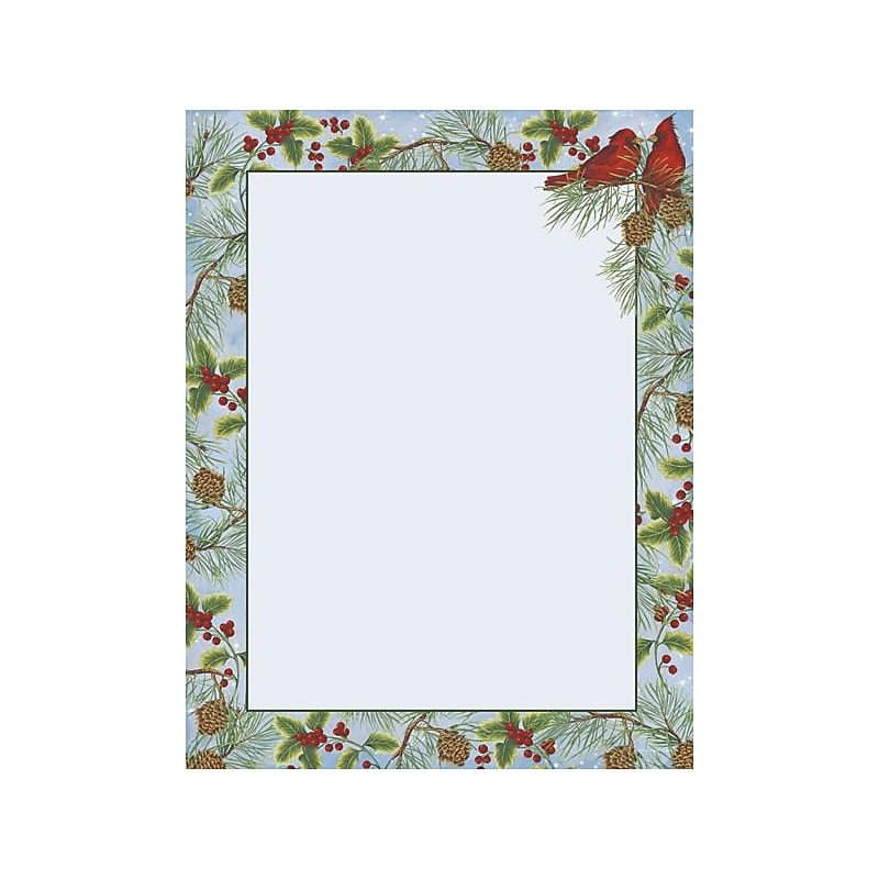 Great Papers Holiday Stationery Cardinal With Pine, 80/Count (2011353) image 1