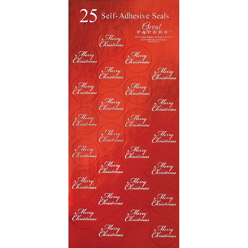 Great Papers® Holiday Seals Red Merry Christmas, 50/Count (2011624PK2) image 1
