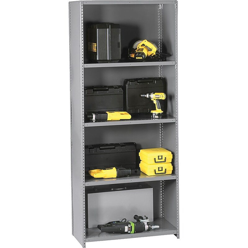 Tennsco Closed Starter 5-Shelf Shelving Unit, Supports 2,500 lb., Medium Grey, 87"H x 48"W x 18"D (TNN-QC54818SMGY) image 1