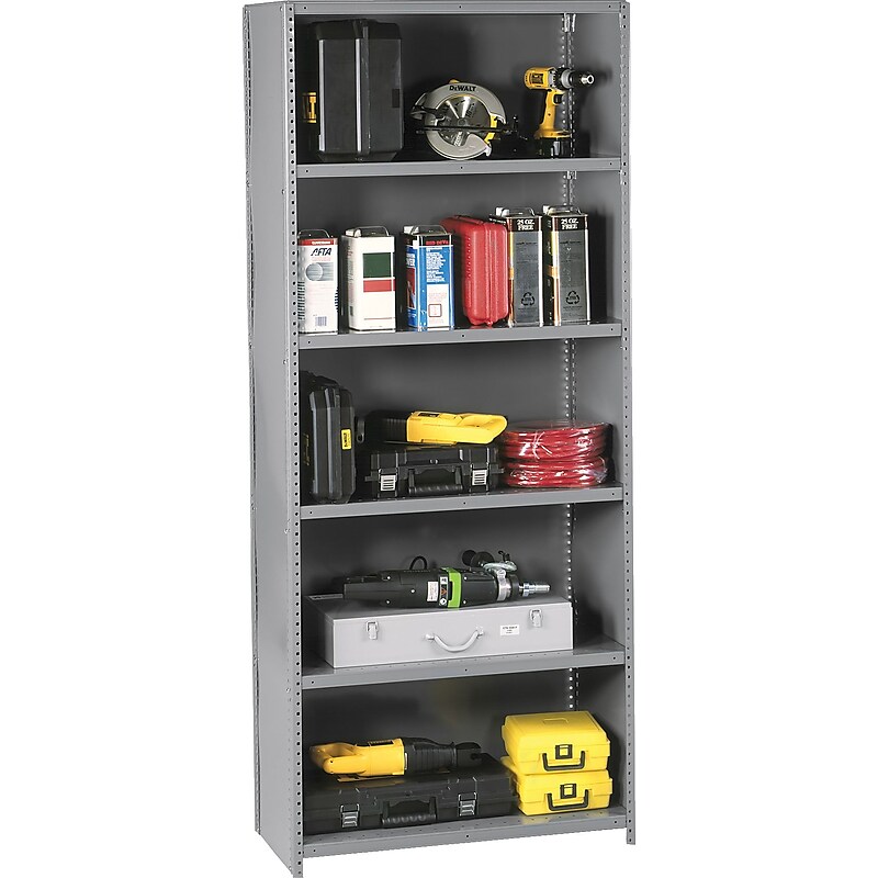 Tennsco Closed Starter 6-Shelf Shelving Unit, Supports 4,500 lb., Medium Grey, 87"H x 36"W x 12"D (TNN-QC63612SMGY) image 1