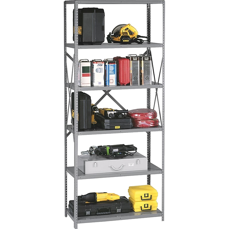 Tennsco Open Starter Industrial Shelving Unit, Supports 4,200 lb., Medium Grey, 87"H x 36"W x 24"D (TNNQOH63624SMGY) image 1