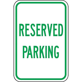 Accuform Signs 18" x 12" Reflective Aluminum Designated Parking Sign "RESERVED..", Green On White