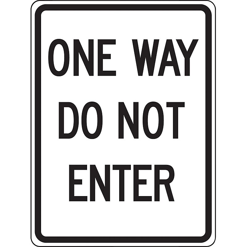Accuform 24" x 18" Reflective Aluminum Facility Traffic Sign "ONE WAY DO..", Black On White (FRR124RA) image 1
