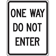 Accuform Signs® 24" x 18" Reflective Aluminum Facility Traffic Sign "ONE WAY DO..", Black On White