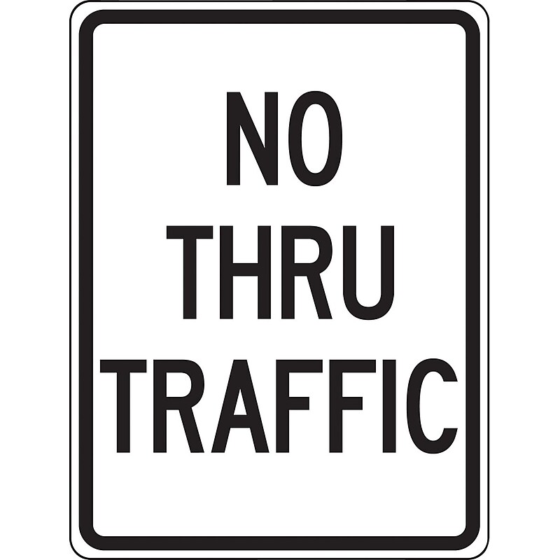 Accuform Reflective "NO THRU TRAFFIC" Regulatory Traffic Sign, 24" x 18", Aluminum (FRR126RA) image 1