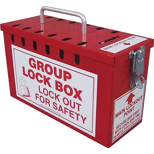 Accuform Signs® Steel Portable Group Slot Lock Box, Red Staples