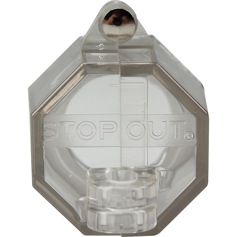 Accuform Signs® STOPOUT® Push Button Lockout With 22.5 mm Base With Steel Hinge Pin, Clear image 1
