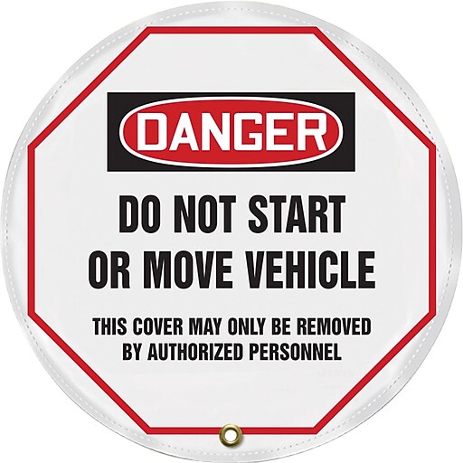 Accuform Signs 20" Vinyl OSHA Steering Wheel Cover "DANGER DO NOT START