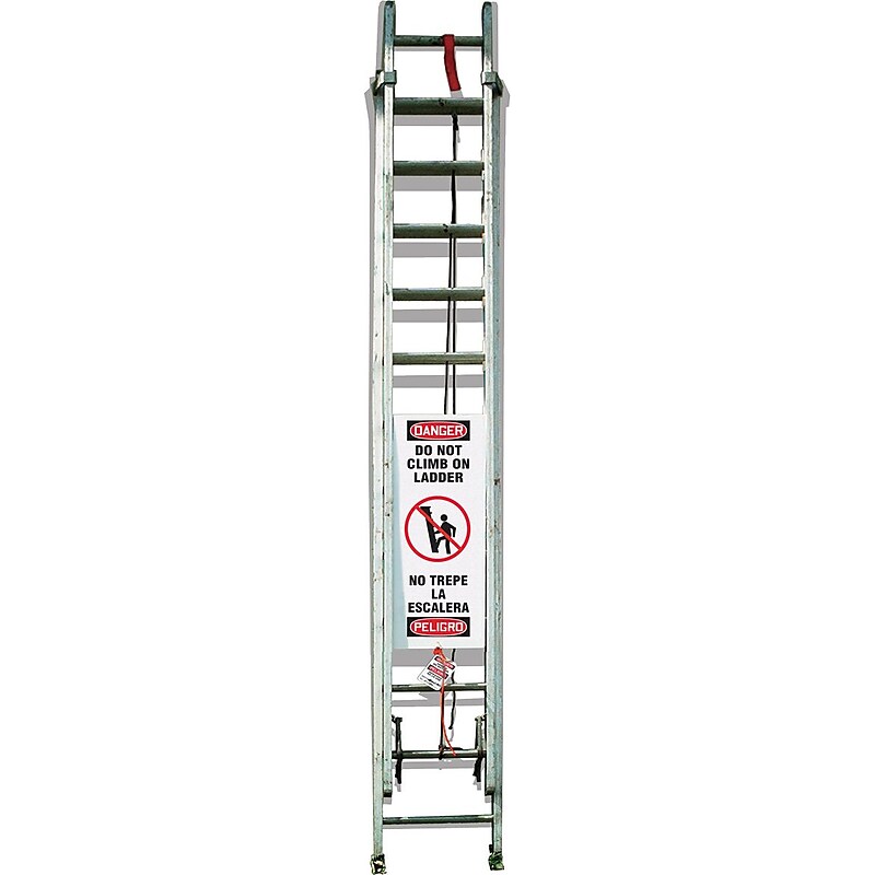 Accuform Ladder Shield 42" x 13.25" Aluminum Lockout Kit "DANGER DO..", Red/Black On White (KLB426) image 1