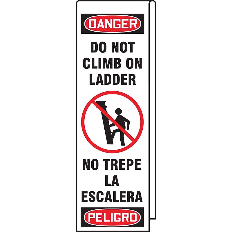 Accuform Ladder Shield 87" x 13" Vinyl Bilingual Wrap "DANGER DO NOT..", Red/Black On White (KLB761) image 1