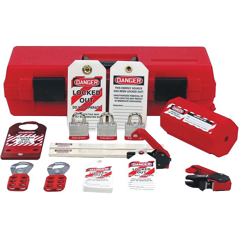 Accuform Standard Lockout Kit With Lockout Devices and Accessories, Red/Black (KSK234) image 1
