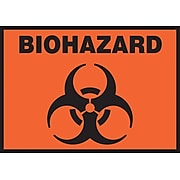 Accuform Signs® 3 1/2" x 5" Adhesive Vinyl Safety Label "BIOHAZARD", Black On Orange, 5/Pack