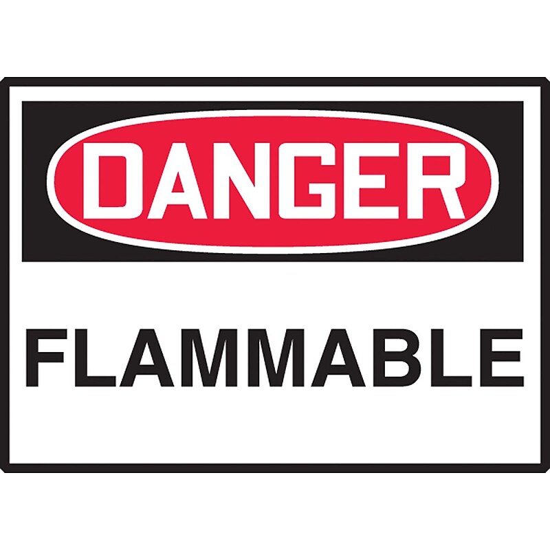 Accuform 3 1/2" x 5" Adhesive Vinyl Safety Label "DANGER FLAMM..", Red/Black On White, 5/Pack (LCHL285VSP) image 1