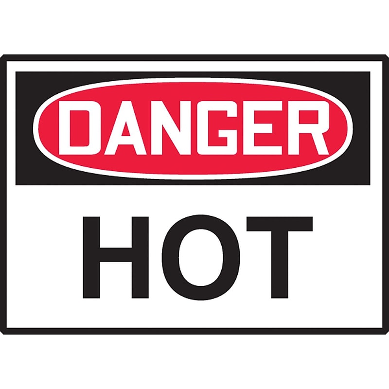 Accuform 3 1/2" x 5" Adhesive Vinyl Safety Label "DANGER HOT", Red/Black On White, 5/Pack (LCHL293VSP) image 1