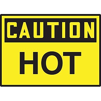 Accuform 3 1/2" x 5" Adhesive Vinyl Safety Label "CAUTION HOT", Black On Yellow, 5/Pack (LCHL675VSP)