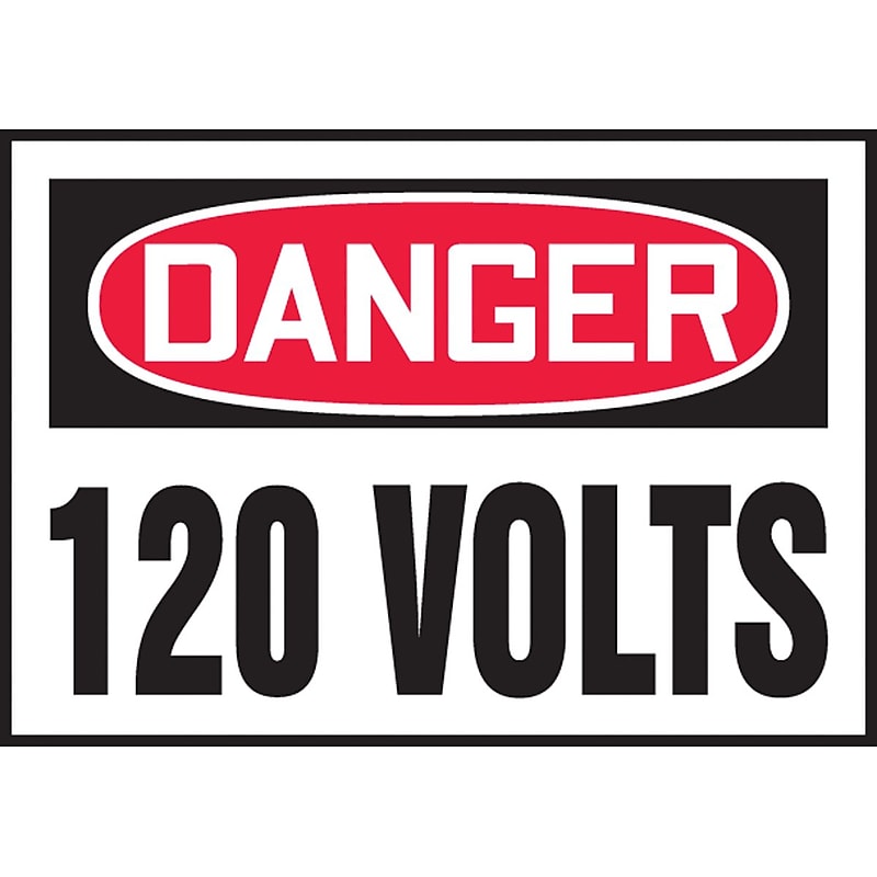 Accuform 3 1/2" x 5" Adhesive Vinyl Safety Label "DANGER 120 V..", Red/Black On White, 5/Pack (LELC153VSP) image 1