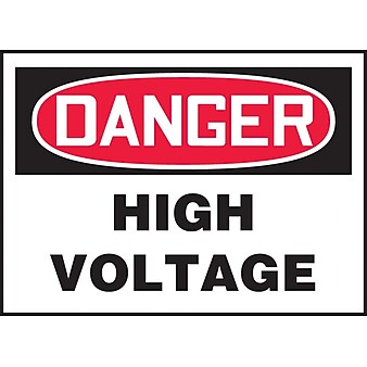 Accuform 3 1/2" x 5" Adhesive Vinyl Safety Label "DANGER HIGH..", Red/Black On White, 5/Pack (LELC248VSP)