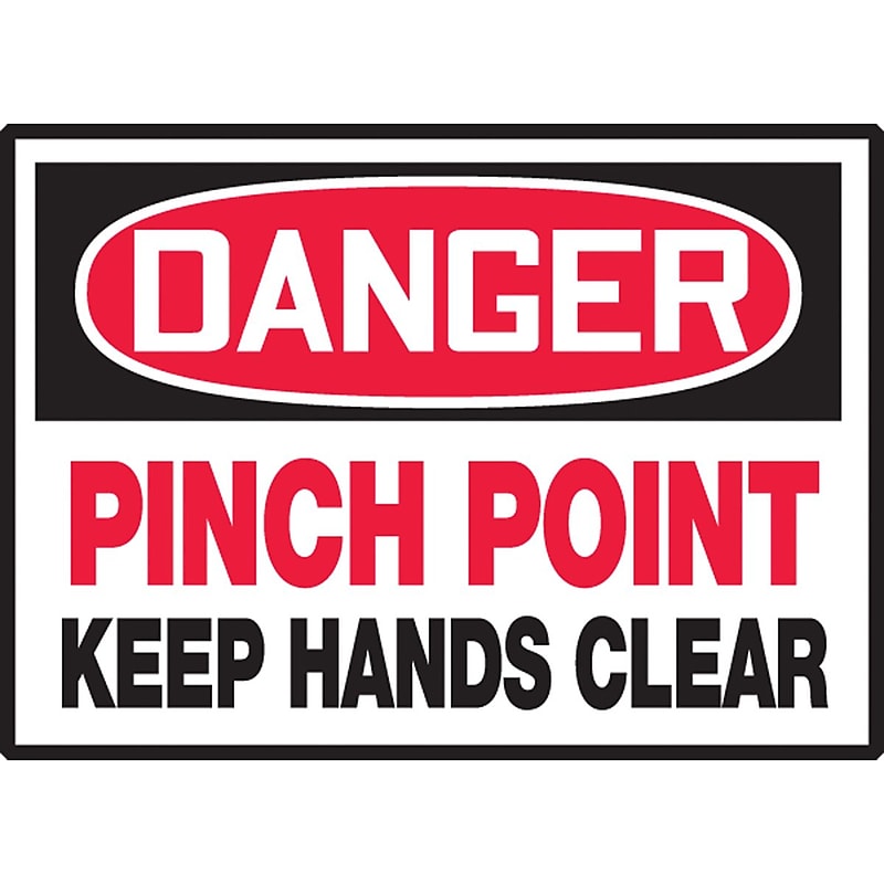 Accuform 3 1/2" x 5" Adhesive Vinyl Safety Label "DANGER PINC..", Red/Black On White, 5/Pack (LEQM123VSP) image 1