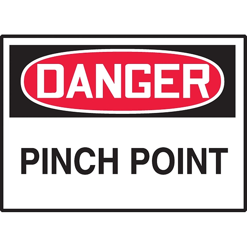 Accuform 3 1/2" x 5" Adhesive Vinyl Safety Label "DANGER PINCH..", Red/Black On White, 5/Pack (LEQM273VSP) image 1