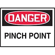 Accuform Signs® 3 1/2" x 5" Adhesive Vinyl Safety Label "DANGER PINCH..", Red/Black On White, 5/Pack