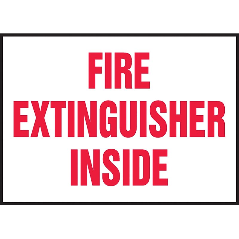 Accuform 3 1/2" x 5" Adhesive Vinyl Safety Label "FIRE EXTINGUISHER..", Red On White, 5/Pack (LFXG440VSP) image 1
