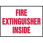 Accuform Signs® 3 1/2" x 5" Adhesive Vinyl Safety Label "FIRE EXTINGUISHER..", Red On White, 5/Pack