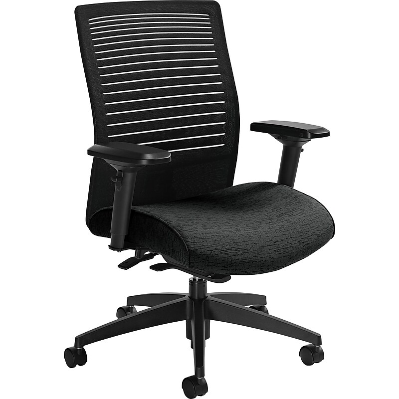 GIS Global Loover Mid-Back Weight Sensing Tilter Task Chair, Mesh/Fabric, Black/Coal image 1