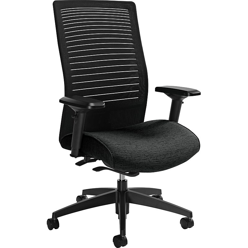 GIS Global Loover High-Back Weight Sensing Tilter Task Chair, Mesh/Fabric, Black/Coal image 1