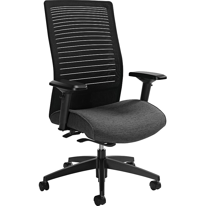 GIS Global Loover High-Back Weight Sensing Tilter Task Chair, Mesh/Fabric, Black/Granite Rock image 1