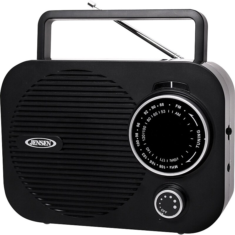Jensen Portable AM/FM Radio with Telescoping Antenna, Black (MR-550-BK) image 1