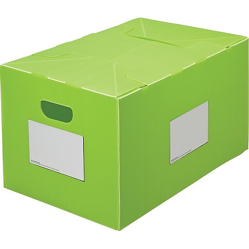 Shop Staples for Packaways Plastic 12.75"H x 13.75"W x 21.5"L Collapsible Storage Boxes, Green
