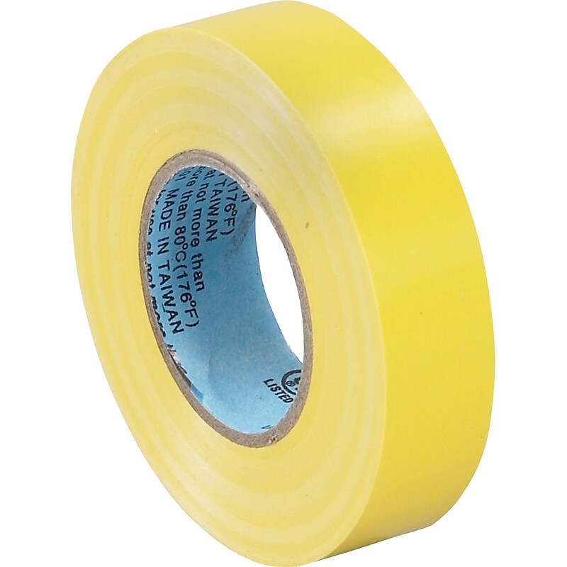 Tape Logic™ 3/4"(W) x 20 yds(L) Vinyl Electrical Tape, Yellow, 10/Pack image 1