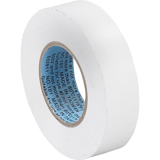 Tape Logic™ 3/4"(W) x 20 yds(L) Vinyl Electrical Tape, White, 10/Pack