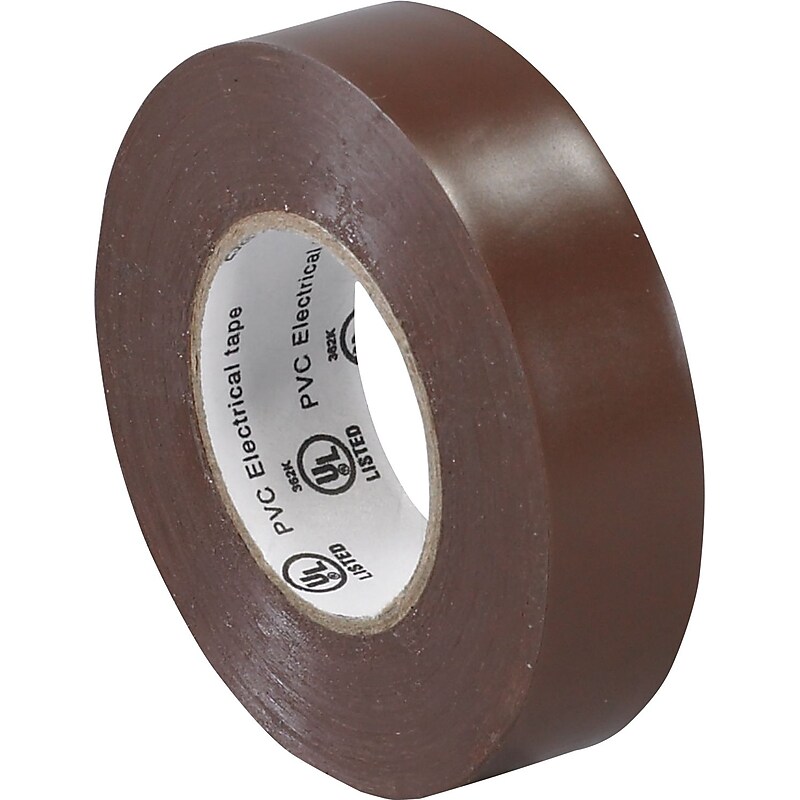 Tape Logic 3/4"(W) x 20 yds(L) Vinyl Electrical Tape, Brown, 10/Pack image 1