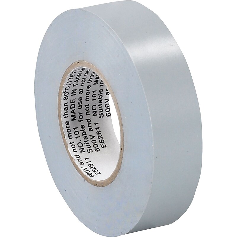 Tape Logic™ 3/4"(W) x 20 yds(L) Vinyl Electrical Tape, Gray, 10/Pack image 1
