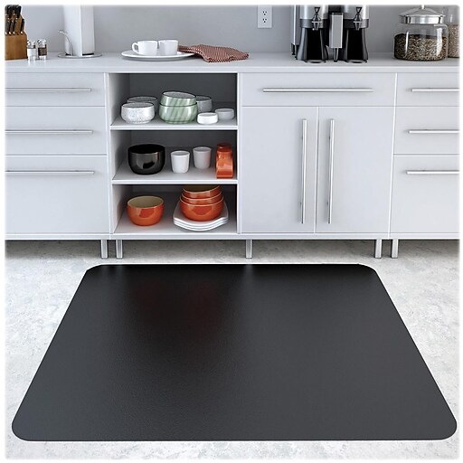 DeflectO Black Mat 45" x 53" RectangleHard Floor, Vinyl, Black Staples