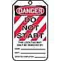 Accuform 5 3/4" x 3 1/4" RP-Plastic Lockout Tag "DANGER DO NOT START", Red/Black On White, 25/Pack (MLT403PTP)~#|#~s0791930_sc7