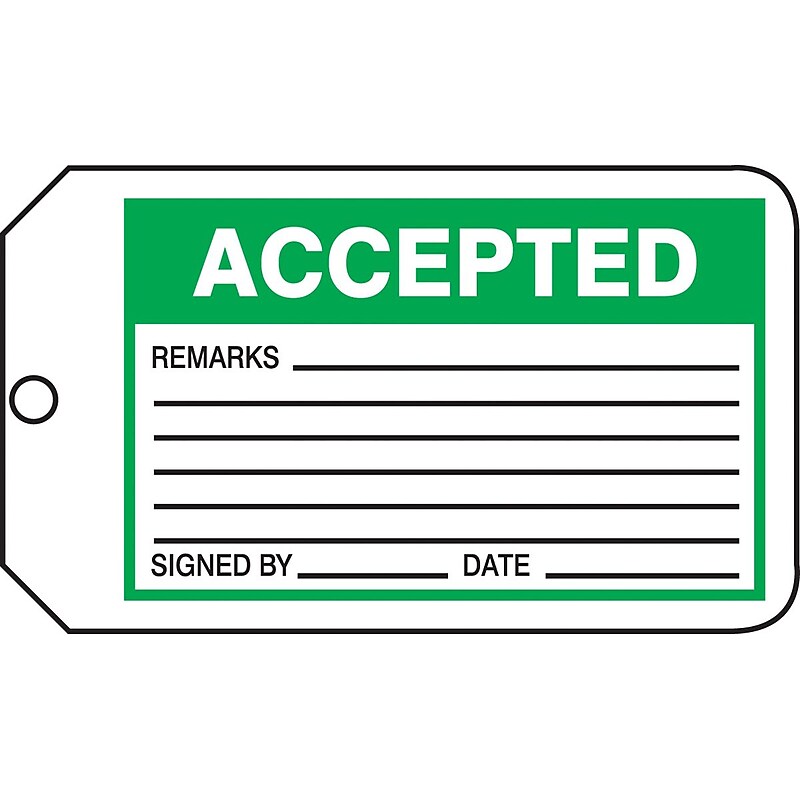 Accuform 5 3/4" x 3 1/4" PF-Cardstock Production Tags "ACCE..", Green/Black On White, 25/Pack (MMT301CTP) image 1